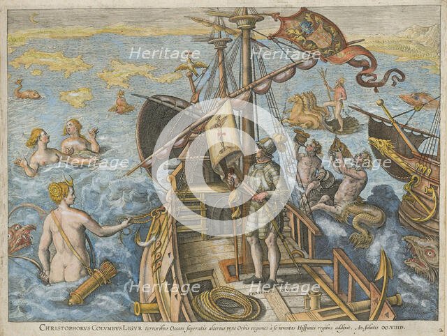 Christophorus Columbus Ligur (Americae Retectio), 1591. Creator: Stradanus (Straet, van der), Johannes (1523-1605).