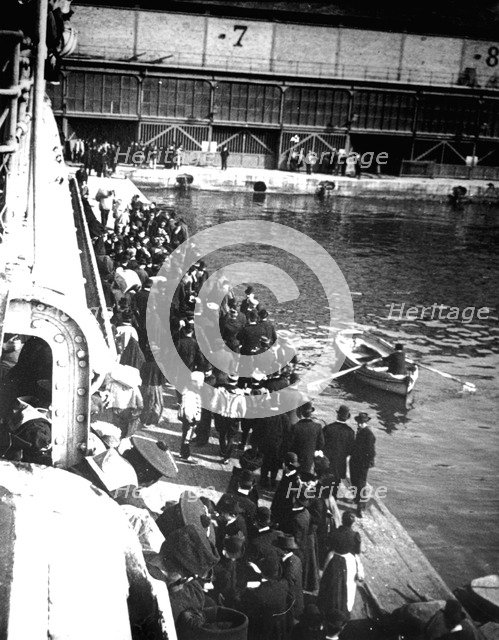 Visitors to Port Doumen, Saigon, Vietnam, 1900. Artist: Unknown