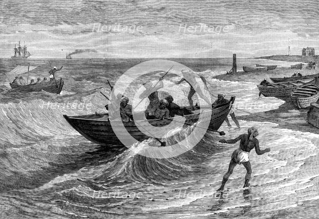 Massoolah boats, Madras, 1880. Creator: Unknown.