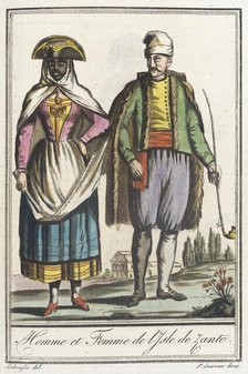 Costumes de Différents Pays, 'Homme et Femme de l'Isle de Zante', c1797. Creator: Jacques Grasset de Saint-Sauveur.