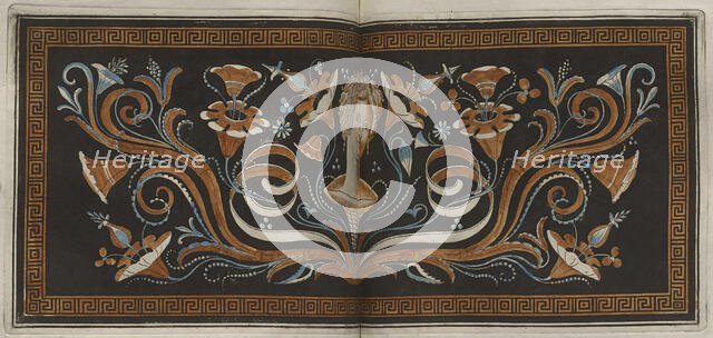 The Hamilton Vase: Colour plate of woman's head among plant motifs, 1766 [-1767].  Creator: Unknown.