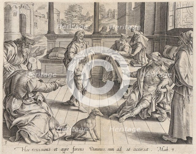 The King Summoning the Servant, from The Parable of the Unmerciful Servant, bound in Thesa..., 1585. Creator: Anon.