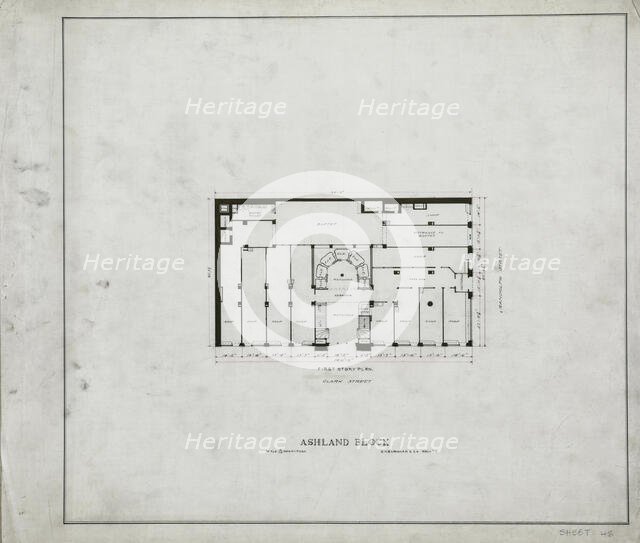 Ashland Block, Chicago, Illinois, Floor Plans, c. 1892. Creator: Daniel Burnham.