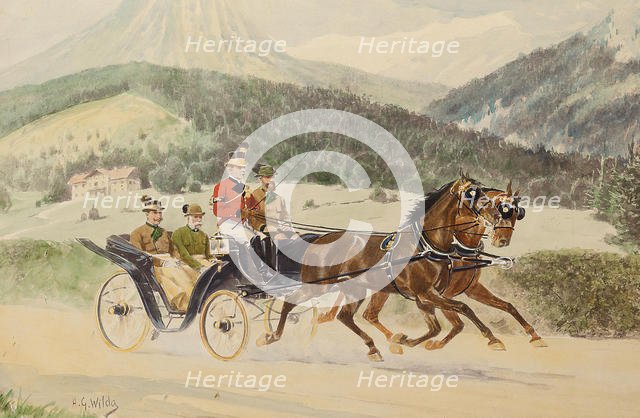 Emperor Franz Joseph I of Austria and Archduke Franz Ferdinand … in a carriage, 1900s-1910s. Creator: Wilda, Heinrich Gottfried (1862-1922).