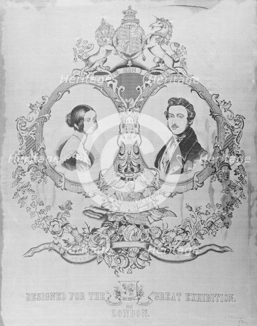 Portrait of Queen Victoria and Prince Albert designed for the Great Exhibition of 1851. Artist: Unknown