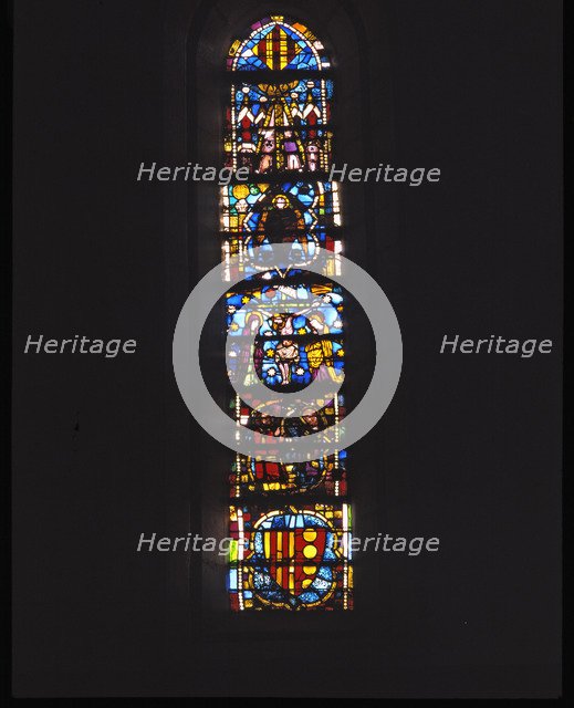 Stained glass window of the Chapter House of the Monastery of Santa Maria de Pedralbes in Barcelona.