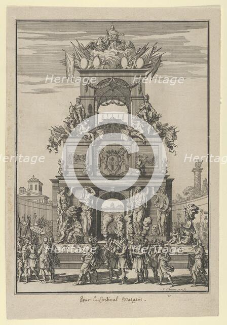 Triumphal arch erected in honor of Cardinal Mazarin after the Treaty of the Pyrenees..., ca. 1664-5. Creator: Francois Chauveau.