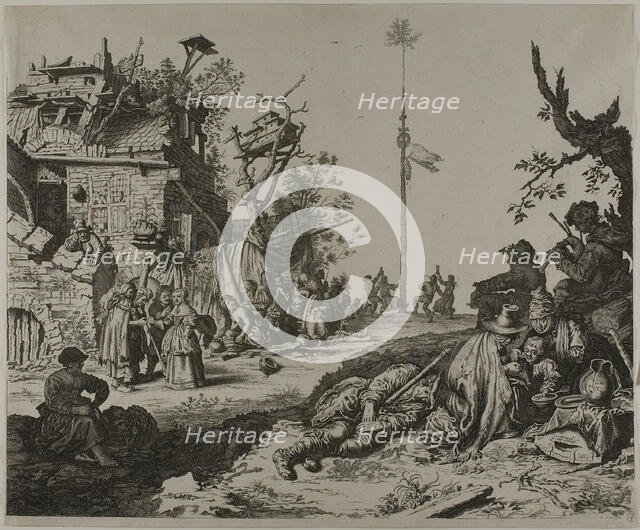 The Resting Gypsy Family in Front of a Ruined Inn, 1630/60. Creator: Gerrit Adriaensz de Heer.