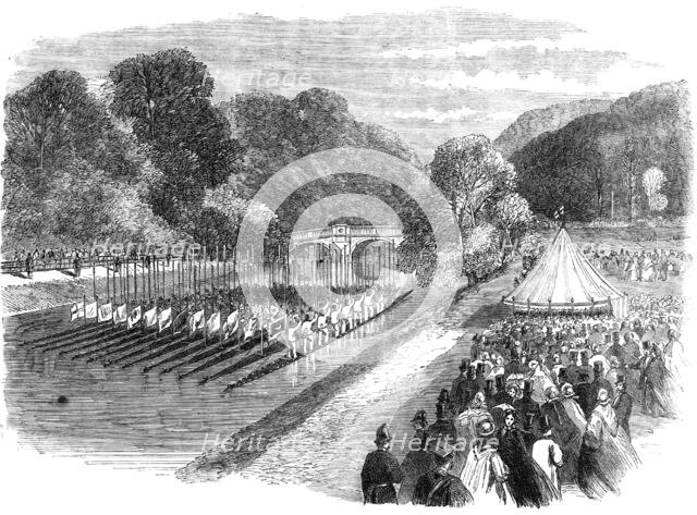 The Royal Visit to Cambridge: procession on the Cam in honour of the Prince and Princess..., 1864. Creator: Unknown.