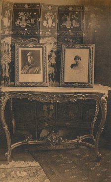 Portraits of the King and Queen of Belgium at the Cuban Embassy in Brussels, Belgium, 1927.  Creator: Unknown.