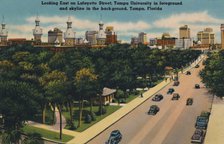 'Looking East on Lafayette Street, Tampa University and skyline, Tampa, Florida', c1940s. Artist: Unknown.