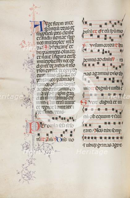 Missale: Fol. 111v; contains some music as part of Palm Sunday liturgy, 1469. Creator: Bartolommeo Caporali (Italian, c. 1420-1503).