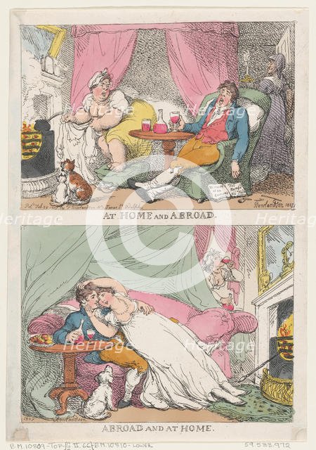 At Home and Abroad, Abroad and At Home, February 28, 1807., February 28, 1807. Creator: Thomas Rowlandson.