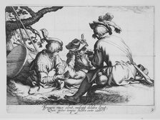 Soldiers Playing Cards, from the series Sixteen Peasant Subjects, 17th century. Creator: Cornelis Bloemaert.