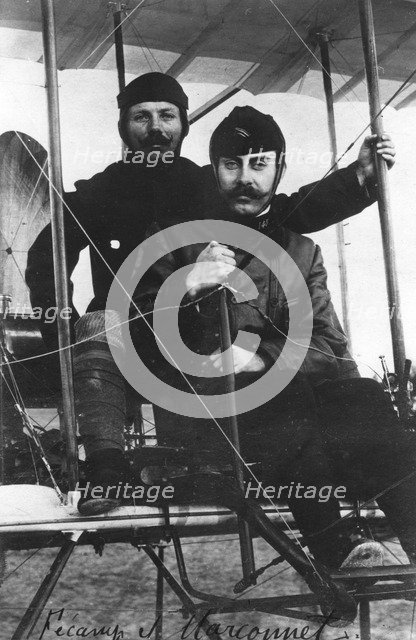 Captain Marconnet and Lieutenant Fequant, French army aviators, c1910. Artist: Unknown