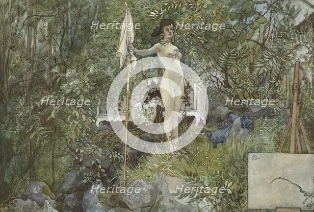 Open-Air Studio. From A Home (26 watercolours). Creator: Carl Larsson.
