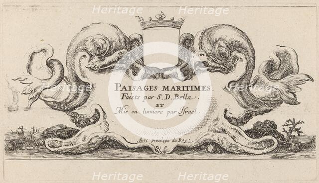 Title Page for "Paysages maritimes", 1644. Creator: Stefano della Bella.
