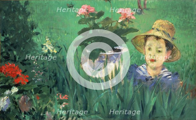 Boy in Flowers (Jacques Hoschedé), 1876. Artist: Manet, Édouard (1832-1883)