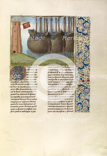 The English Fleet in Flemish Waters; Chronicles (Book Three), about 1480-1483. Creator: Master of the Getty Froissart.