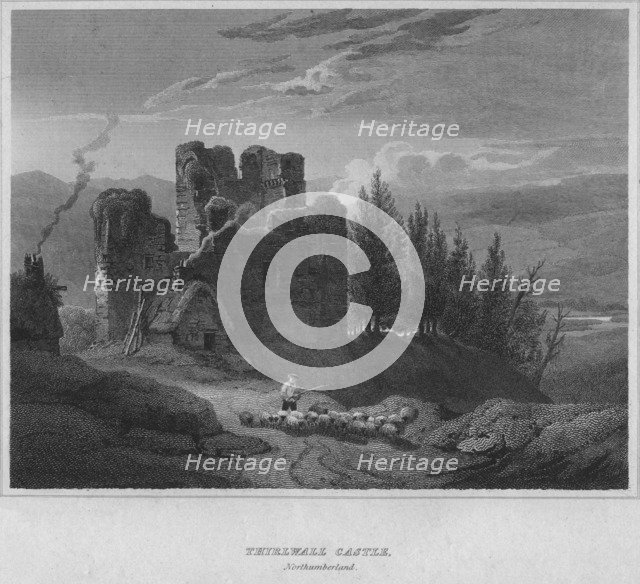 'Thirlwall Castle, Northumberland', 1814. Artist: John Greig.