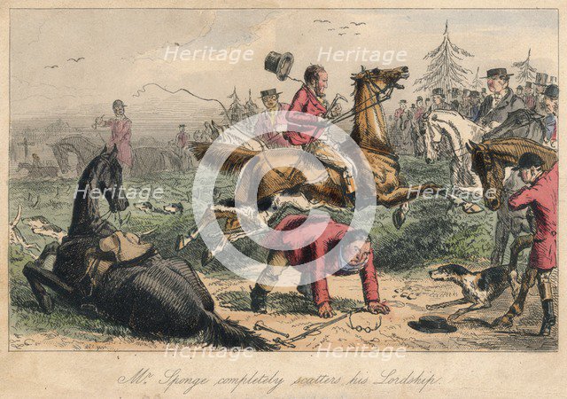 'Mr. Sponge completely scatters his Lordship', 1865. Artists: John Leech, Hablot Knight Browne.