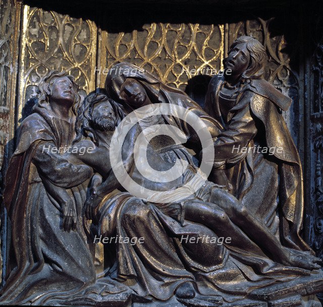 Group of the Piety, detail of the altarpiece of the chapel of graduated Santiago Gómez in the par…