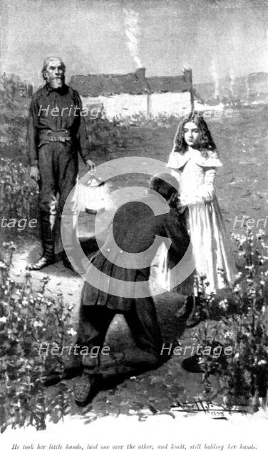 Caroline: He took her little hands...and knelt, still holding her hands, 1898. Creator: Unknown.