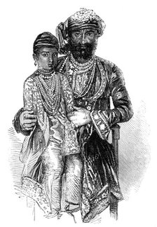 Kundey Ras, the Guicowar of Goojerat, and his Daughter - from a photograph, 1857. Creator: Unknown.