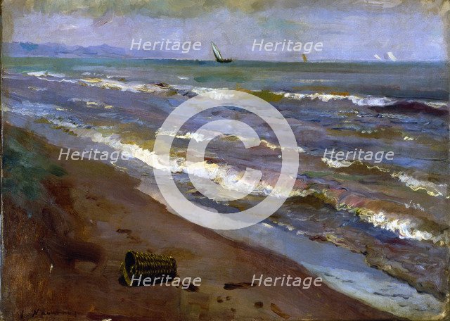 Beach', oil by Josep Navarro.