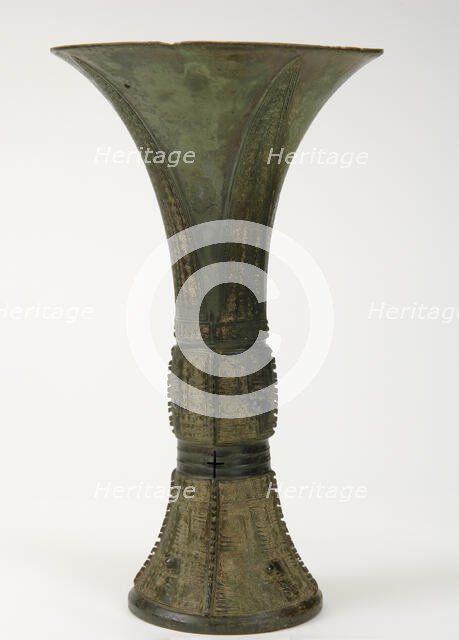 Ritual wine cup (gu) with taotie and dragons, Late Shang dynasty, ca. 12th-11th century BCE. Creator: Unknown.