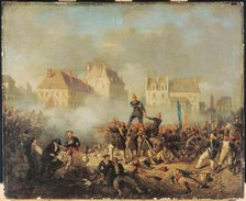 Episode of the 1848 revolution: officer commanding the men to fire, c1848. Creator: Tony-Francois de Bergue.
