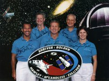 The crew of Space Shuttle Mission STS-31, 1990.Artist: NASA