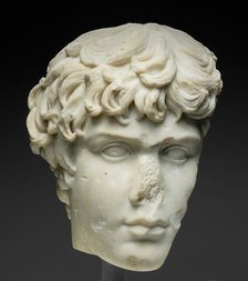 Fragment of a Portrait Head of Antinous, 130-138. Creator: Unknown.