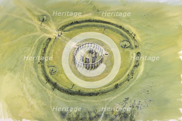 Stonehenge Phase 3, c20th century BC, (c1990-2010). Artist: Mike Seaforth.