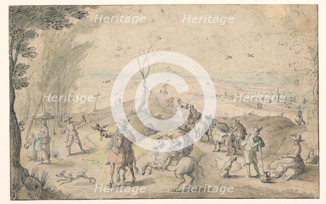Landscape with falconers and herdsman, 1596-1653. Creator: Jan Wildens.