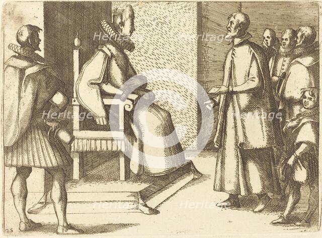 The Envoy of Tuscany Thanking the Queen, 1612. Creator: Jacques Callot.