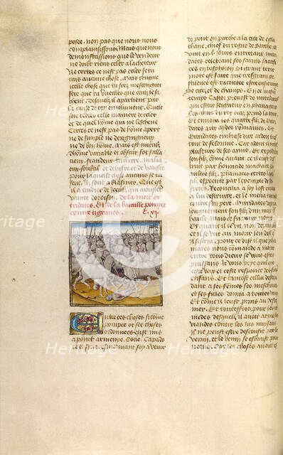 The Battle between Pompeius and Tigranes; Miroir Historial, about 1475. Creator: Unknown.