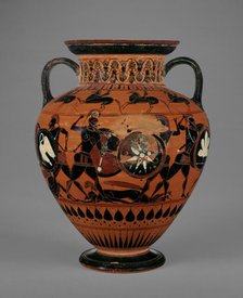 Attic Black-Figure Neck Amphora, about 540 BC. Creators: Painter of London B 174, Workshop of Exekias.