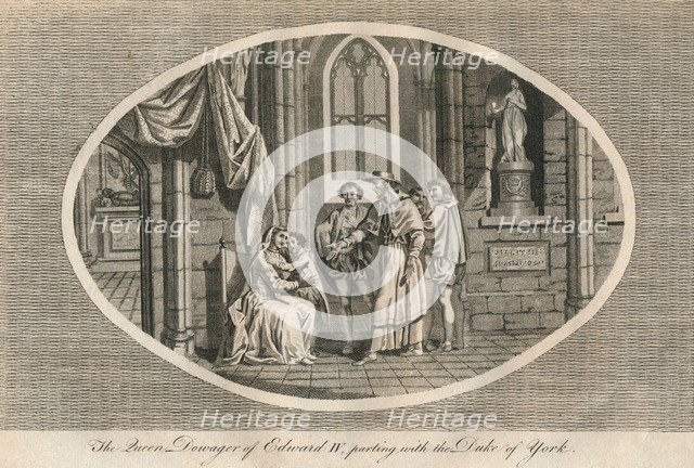 The Queen Dowager of Edward IV parting with her son, the Duke of York, 1483 (1793). Artist: Unknown.