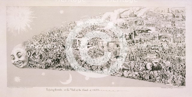 'Passing events, or the tail of the comet of 1853'. Artist: George Cruikshank