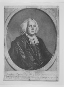 Jonathan Mayhew, D. D. Pastor of the West Church in Boston, New England, 1766. Creator: Richard Jennys.