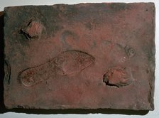 Roman tile with a human footprint, 3rd century. Artist: Unknown
