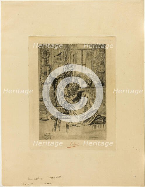 Old Woman with a Needle, September 1876. Creator: Félicien Rops.