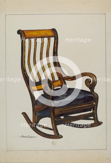 Rocker with Black Horse-hair Seat, c. 1937. Creator: Florence Truelson.