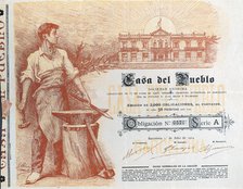 Mortgage bond of Casa del Pueblo, SA, established in Barcelona on 1st July 1904.
