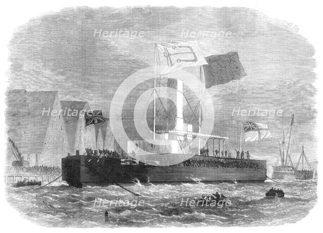 Floating of H.M. twin-screw ironclad monitor, Glatton, 1871. Creator: Unknown.