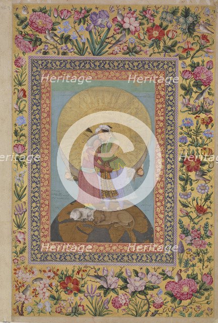 Jahangir's Dream. Abbas I, Shah of Persia (left) and Jahangir, Emperor of India, c. 1620. Artist: Abu al-Hasan (Nadir al-Zaman) (1589-c. 1630)