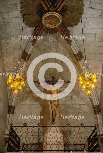 Crucified Christ, Church of the Virgin Mary, Verdu, Catalonia, Spain, 13th century?, (1999).  Creator: LTL.