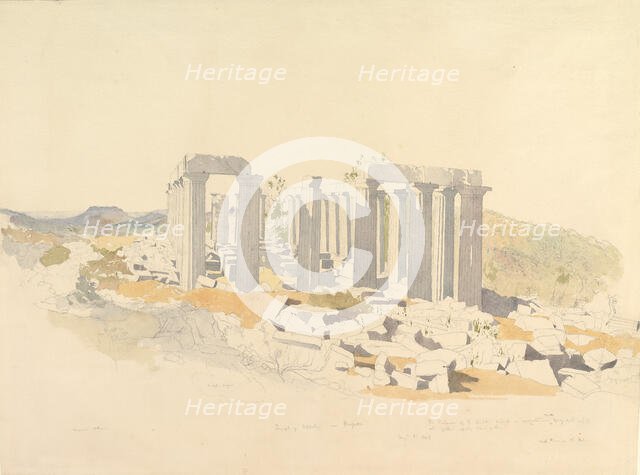The Temple of Apollo at Bassae, 1843. Creator: Thomas Hartley Cromek.