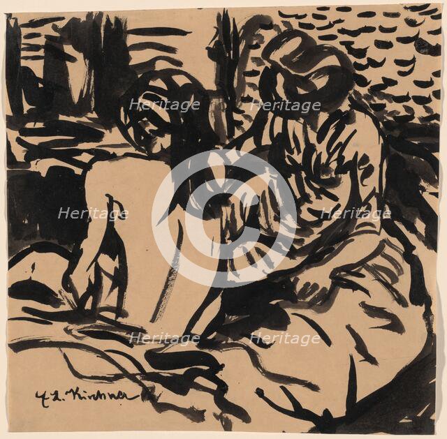 Two Nudes on a Bed (Isabella and a Younger Girl), c. 1906. Creator: Ernst Kirchner.